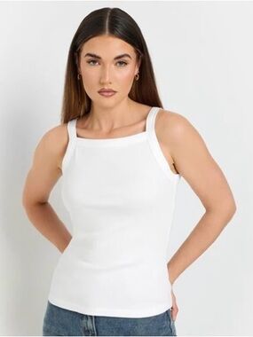 Long Tall Sally White Square Neck Cami Vest Top 10